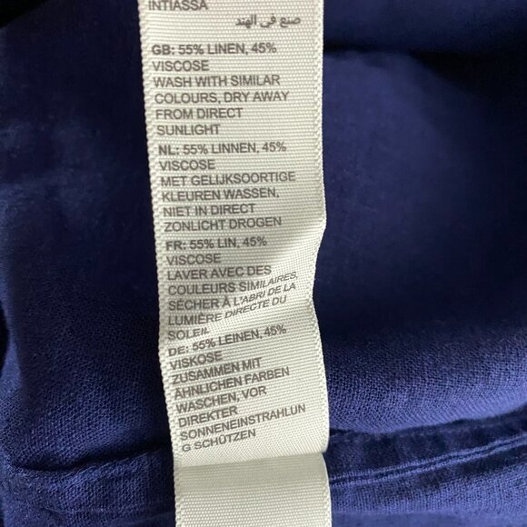 Fat Face Sadie Linen Blend Popover Top Women's Size 14 Navy Blue NWT‎ TP-2207 - Picture 11 of 13